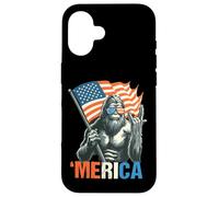 Patriotic Sasquatch with Flag Funny ‘Merica Design for Free Coque pour iPhone 16