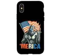 Patriotic Sasquatch with Flag Funny ‘Merica Design for Free Coque pour iPhone X/XS
