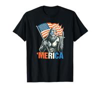 Patriotic Sasquatch with Flag Funny ‘Merica Design for Free T-Shirt