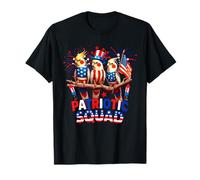 Patriotic Squad Three Cute Cockatiels 4th of July Drapeau US T-Shirt