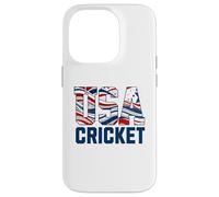 Patriotic USA American Flag, Cricket Sports Fan Coque pour iPhone 14 Pro