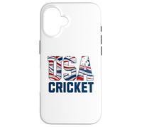 Patriotic USA American Flag, Cricket Sports Fan Coque pour iPhone 16