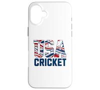 Patriotic USA American Flag, Cricket Sports Fan Coque pour iPhone 16 Plus