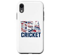 Patriotic USA American Flag, Cricket Sports Fan Coque pour iPhone XR