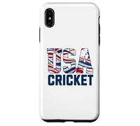 Patriotic USA American Flag, Cricket Sports Fan Coque pour iPhone XS Max