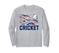 Patriotic USA American Flag, Cricket Sports Fan Manche Longue