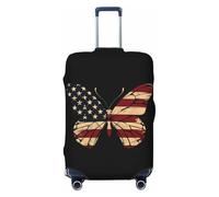 Patriotic USA Butterfly Art Housse de bagage de voyage élastique Housse de protection pour bagages 45,7 à 81,3 cm, noir, Large