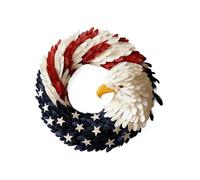 Patriotic Wreaths - 7.87 inch American Garland Hanger | Patriotic Design Red White Blue Eagle Wreaths for Front Door for Home Porch Window Wall Holiday Memorial Day Celebration Decoration