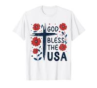 Patriotique 4 juillet Boho Floral America God Bless The USA T-Shirt