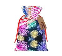 Patriotique 4 juillet imprimé drapeau américain sac à cordon de serrage avec étiquette kraft pour Noël Halloween fête emballage cadeau