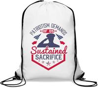Patriotism Demands of us Sustained sacrifice Sac de gym décontracté avec cordon de serrage Blanc