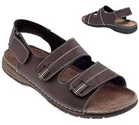 Patrizia Azzi Arizona 8638 Sandales pour homme en cuir synthétique avec fermeture réglable, semelle en caoutchouc, 100 % fabriquée en Italie, marron foncé, 45 EU
