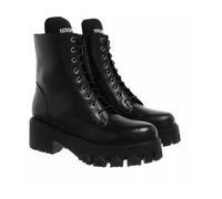 Patrizia Pepe - Bottines en cuir noir avec appliqué logo - Femme - Chaussures - Noir - Taille: 40 EU