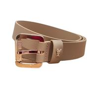 Patrizia Pepe - Ceinture en Cuir Rectangulaire Dorée Cappuccino - Femme - Accessoires - Brun - Taille: L