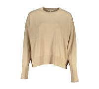 Patrizia Pepe, Femme, Pulls, Beige, Taille: 40 FR Pull Beige à Col Rond avec Détails Contrastés