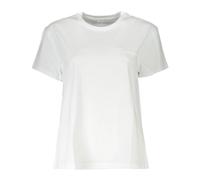 Patrizia Pepe, Femme, Tops, Blanc, Taille: 38 FR Tee-shirt en Coton Blanc à Col Rond