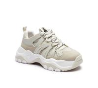 Patrizia Pepe - Leather Running Baskets - Femme - Chaussures - Beige - Taille: 35 EU
