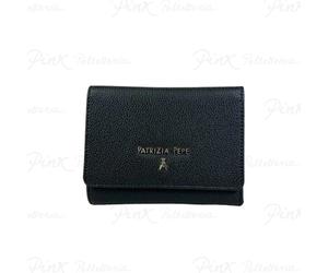 Patrizia Pepe - Lettering Medium Leather Wallet - Femme - Accessoires - Noir - Taille: ONE Size