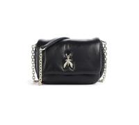 PATRIZIA PEPE Mini sac à bandoulière en cuir de chèvre avec rabat et Fly en métal Beige, Noir (k103), Taille unique