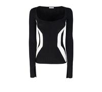 Patrizia Pepe - Pull Noir en Viscose Coupe Slim Manches Longues - Femme - Pulls - Noir - Taille: 38 FR