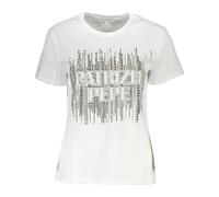 Patrizia Pepe - T-shirt Manches Courtes Blanc Femme Logo Contrasté - Femme - Tops - Blanc - Taille: 36 FR