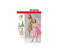 Simplicity Patron de couture 1459 Robe vintage 1950 Taille U5 FR 44-52 (US 16-24) Blanc