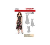 Simplicity – Patron de couture Robe 1537 – Taille AA, Amazing Fit, Blanc FR 32-44