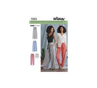Simplicity Patron 8389 Pantalon femme papier, longueurs/tailles 42-50, ceinture à nouer