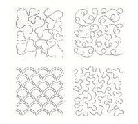 Patron Broderie Transfert Modèle de broderie Sashiko, lignes abstraites et cœur géométrique, modèle conception for projets artistiques en tissu, DIY bricolage, 4 pièces