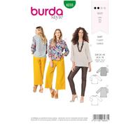 Patron Burda 6233 Blouse Tee-Shirt femme manches 3/4 - du 36 au 46
