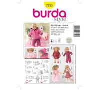 Patron Burda 7753 - Vêtements chics pour poupées (tailles M 30-35 cm, L 40-45 cm)
