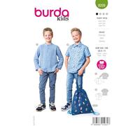 Burda kids Patron de couture pour garçon #9209 Chemise avec col montant et chemise à manches courtes avec poche poitrine Taille 104-146