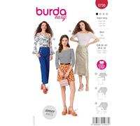 Patron Burda n°5730 : Top jersey encolure bateau 3 variantes (uni, marinière, imprimé)
