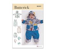 Butterick Patron de couture pour veste, salopette, pantalon, chapeaux et moufles pour bébé, code design B6969, tailles XXS-XS-S-M-L, multicolore