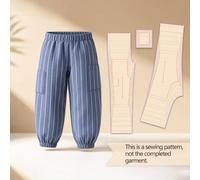 Patron de couture de pantalon de jogging à taille élastique, poche plaquée latérale, modèle en papier 1:1, guide de couture illustré, pantalon fini non inclus