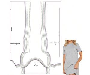 Patron de couture pour robe t-shirt, patron de base pour vêtements féminins avec un rapport 1:1, convient aux débutants, modèle de fabrication de vêtements, patron de couture pour vêtement fait main T