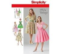 Simplicity Patron 1459 Robe vintage Miss 1950 Taille K5 Motif blanc FR 36-44