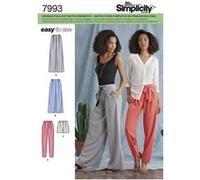 Simplicity Patron 8389 Pantalon femme papier, longueurs/tailles 42-50, ceinture à nouer