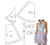 Patrons de couture de robe à col ras-du-cou de tailles multiples, patrons de base pour vêtements de femme à l'échelle 1:1, patrons de couture pour débutants et patrons de couture, modèles de confectio