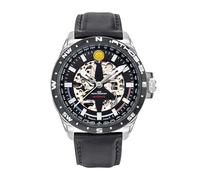 Patrouille de France Montre Aviateur Athos 8 - Automatique Squelette - Cuir Noir