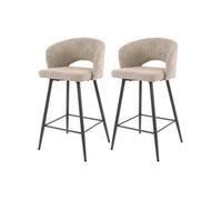 Lisa design Tabourets de bar Pattaya – lot de 2 – tissu bouclette sable – Sable
