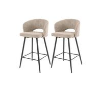 Pattaya - lot de 2 tabourets de bar - en tissu bouclette - Sable