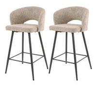 Pattaya - lot de 2 tabourets de bar - en tissu bouclette - Sable Sable G