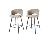 Bestmobilier - Pattaya - Lot de 2 tabourets de Bar - en Tissu texturé, Sable