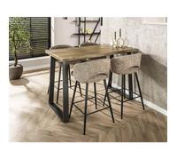 Bestmobilier - Pattaya - Lot de 2 tabourets de Bar - en Tissu texturé, Sable