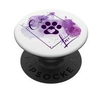 Patte de chat avec cœur, amour de chat, violet blanc PopSockets PopGrip Adhésif