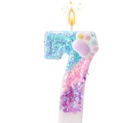 Patte de Chien et Chat Bougie Numéro pour Gâteau, Bougie Anniversaire Dessin Animé Thème Chaton Décoration Gâteau Numérotée avec Socle et Bâton de Support pour Décoration Fête Fournitures (7)