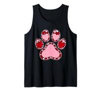 Patte de Chien Rouge Rose cœur Amour Chiot Amour Femmes Filles Saint-Valentin Débardeur