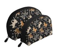 Patte de Shiba Inu, Trousse de Maquillage Coquille Femme Petit Porte-Monnaie Trousse de Toilette Trousse à cosmétiques 2 pièces