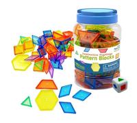 Pattern Blocks | Blocs de construction géométriques transparents pour concevoir des motifs | Matériel d'apprentissage des mathématiques | Pour jeu et activité à la maison, à l'école maternelle et à la